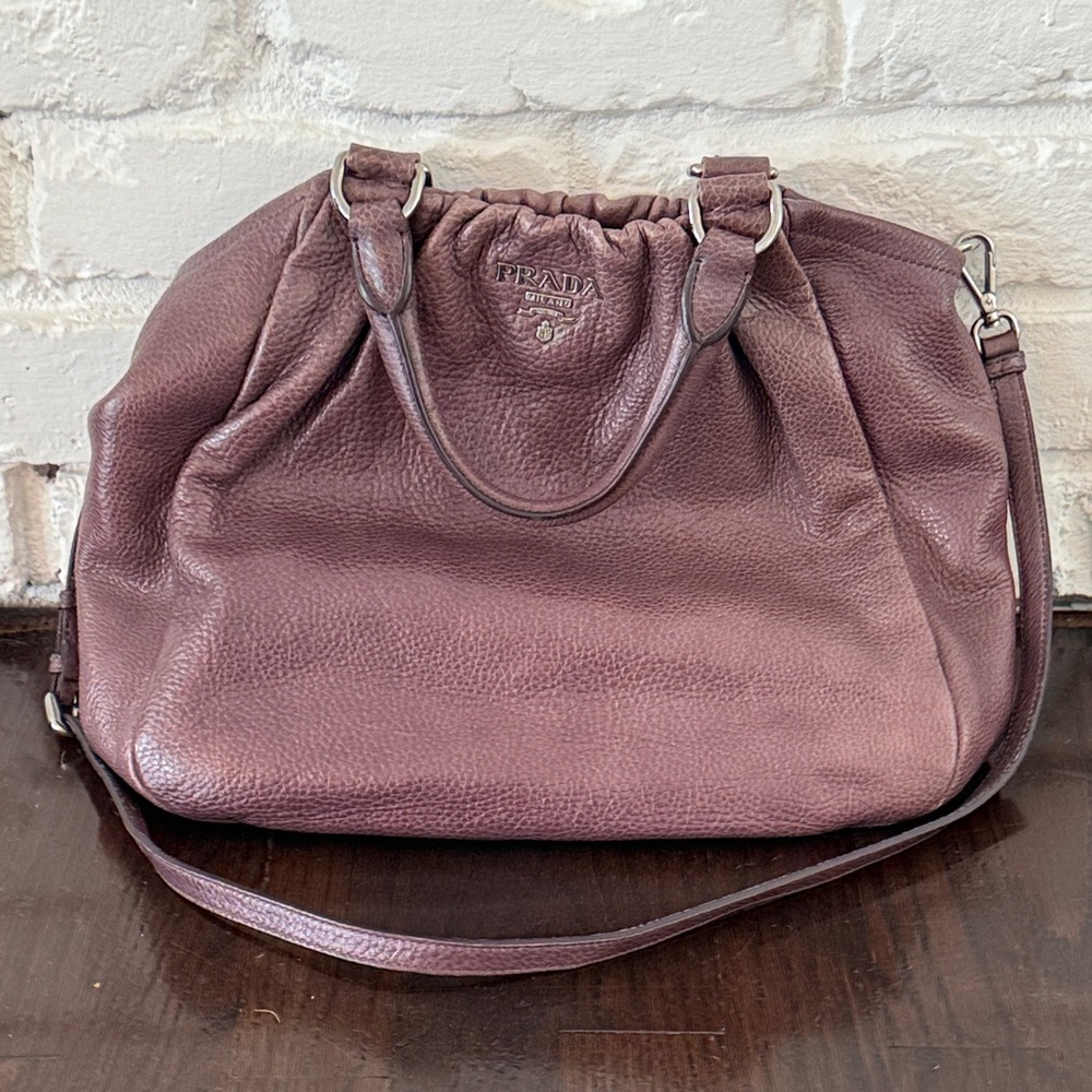 Prada Women's Purple Leather Shoulder Bag